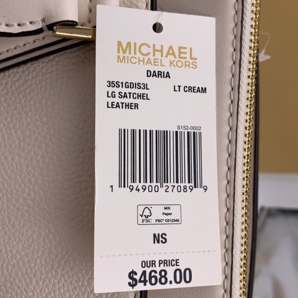Michael Kors Daria Large Satchel Bag Leather Light Cream - Picture 7 of 15